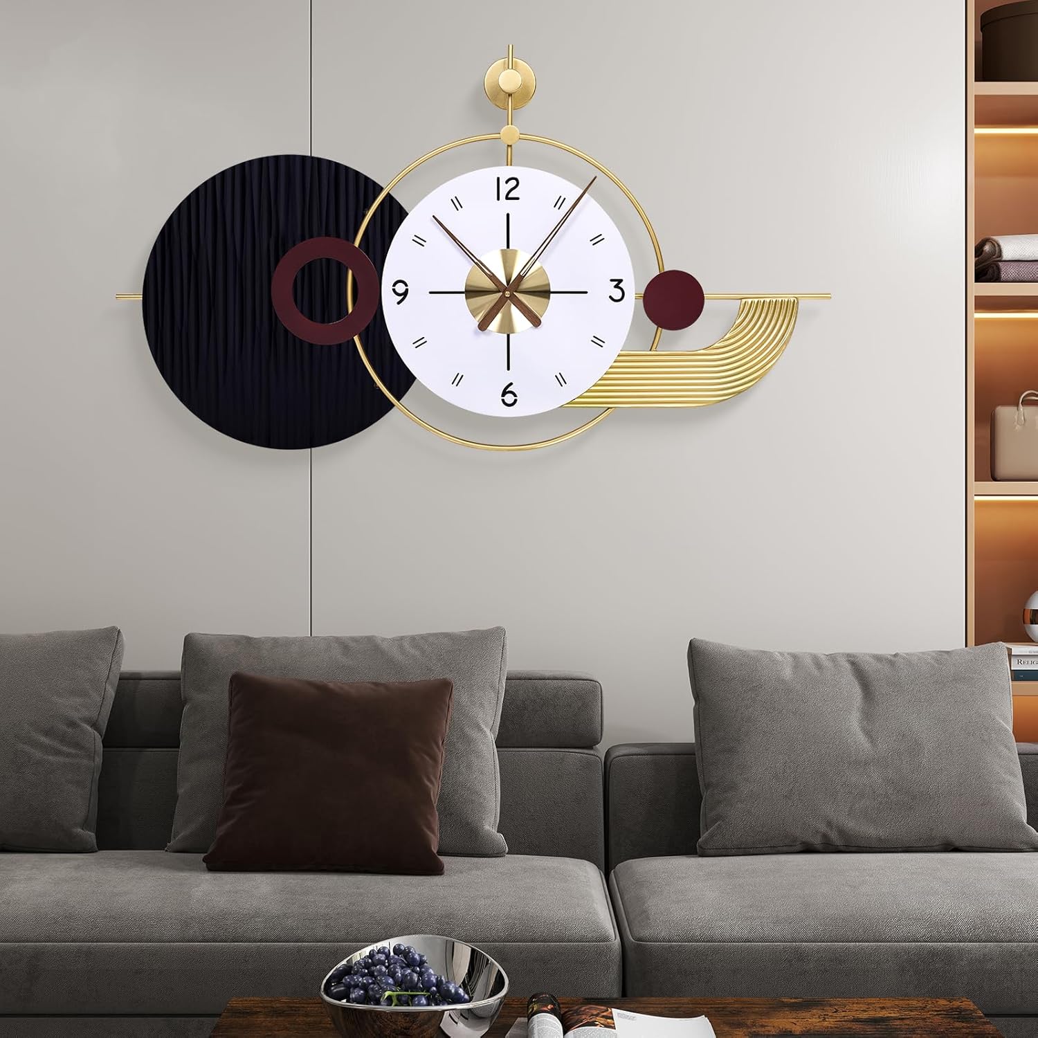 Modern Black Wall Clock — 27" — B-black Gold-37.8x21inch