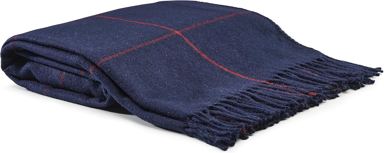 Beige Throw Pillow — 80" — Navy Red