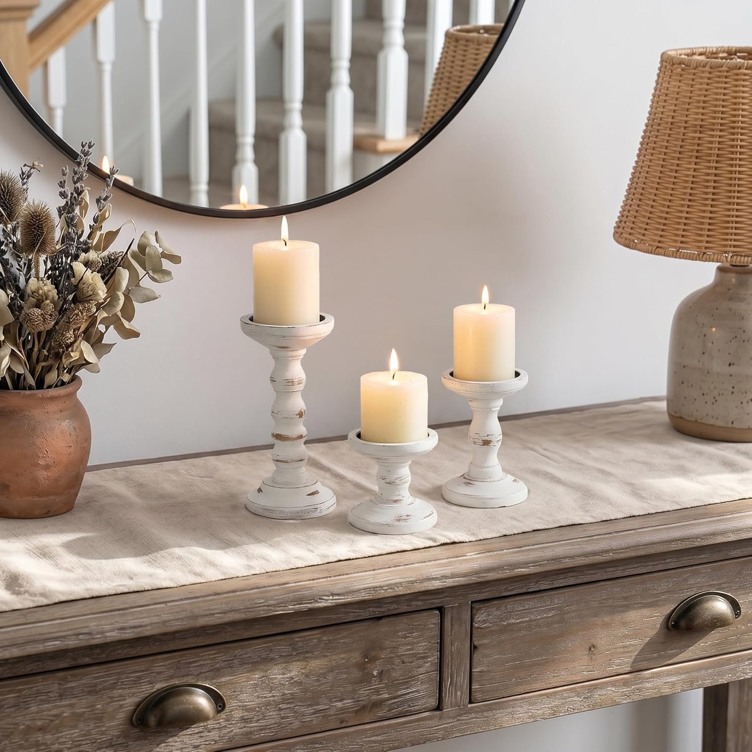 Farmhouse Brown Pillar Candle — 3.9" - View 4