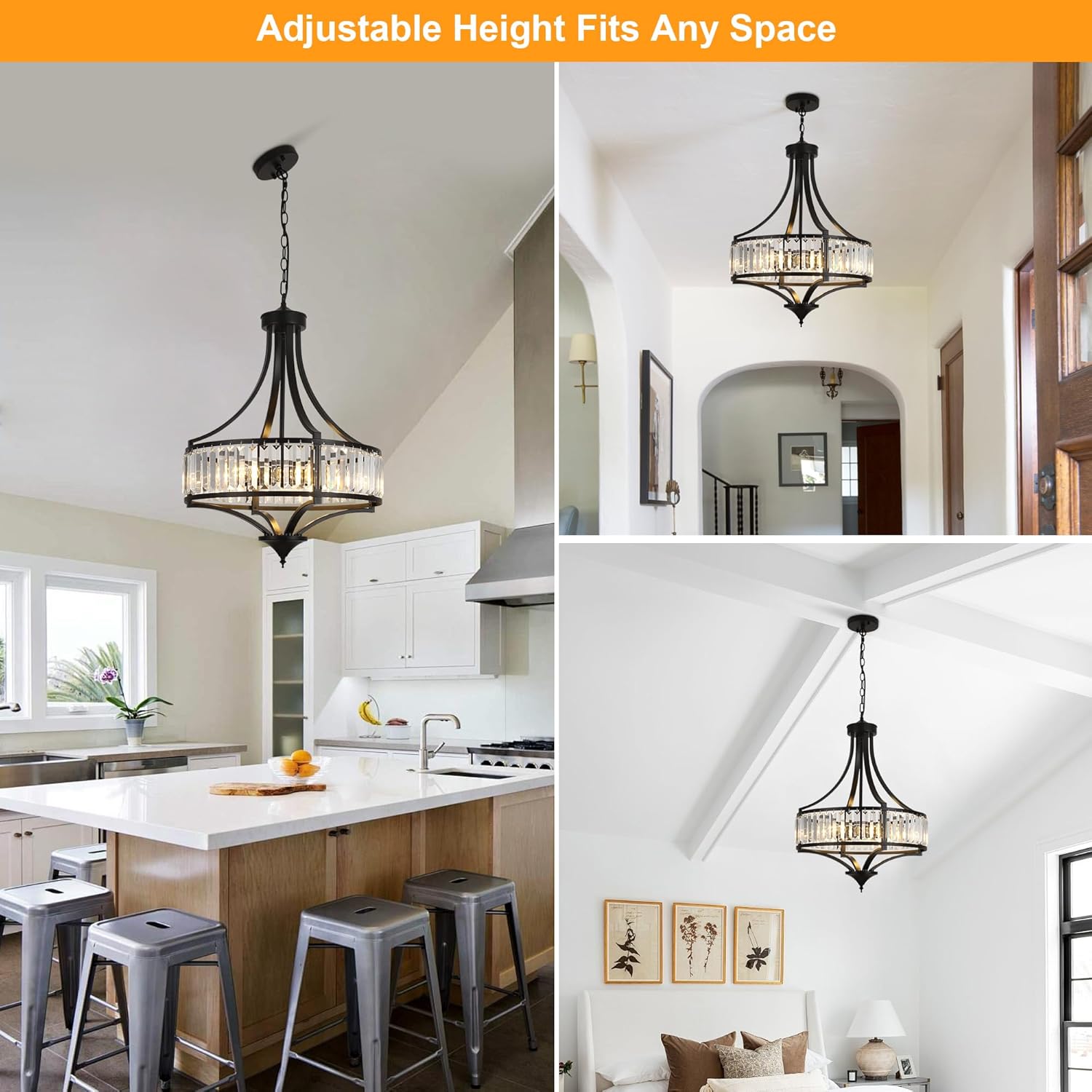 Antique Farmhouse Black Chandelier — 5-Light - View 4