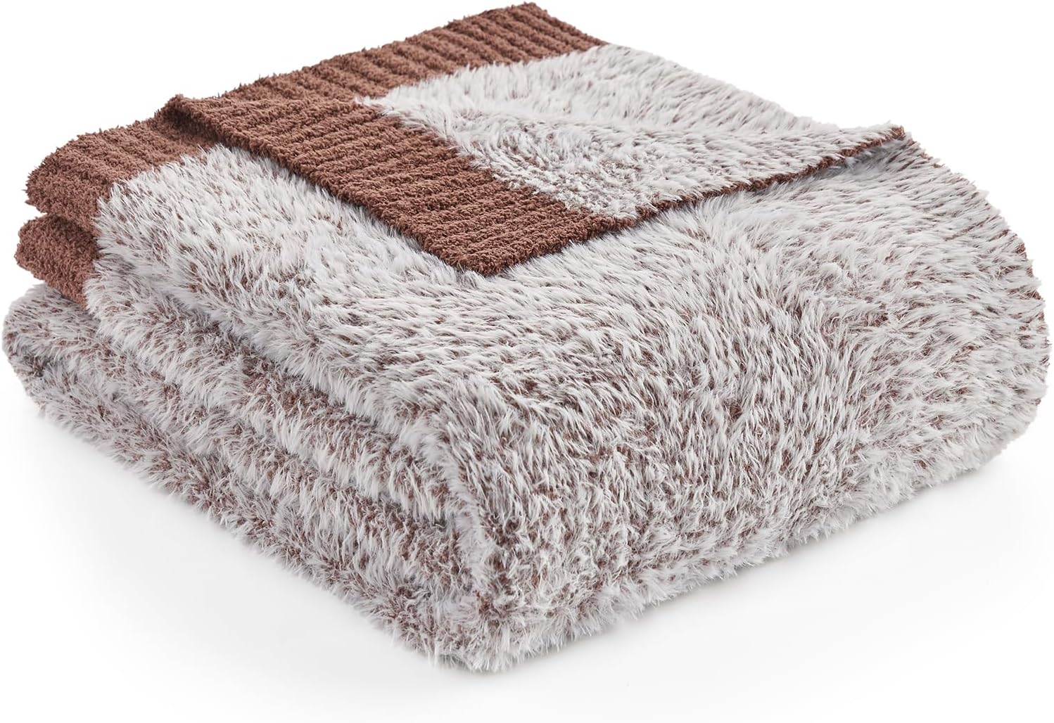 Knit Beige Throw Pillow — 50" — Variegated Brown