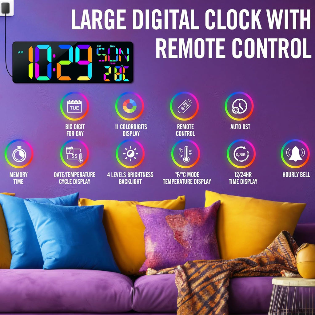 Color Changing Blue Wall Clock - View 2
