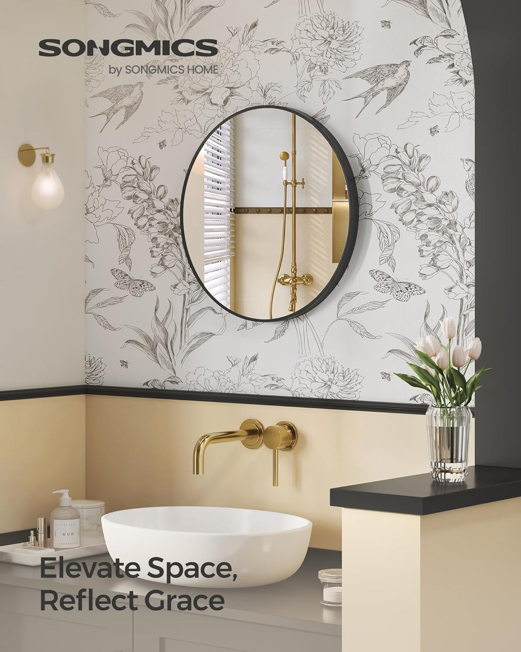 Black Round Mirror — 24" - View 2