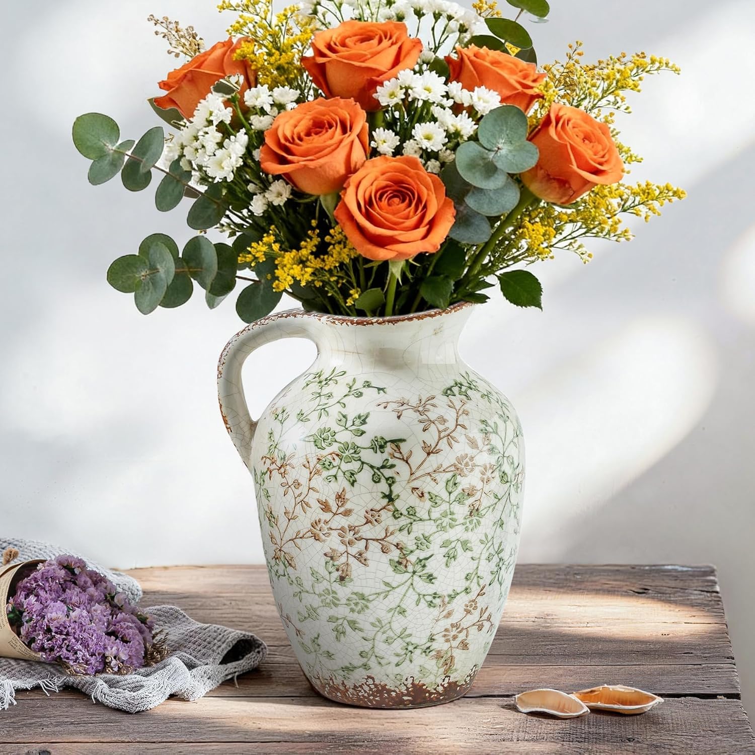 Vintage Blue Decorative Vase — 9.7" — 06-vintage-9.7inch