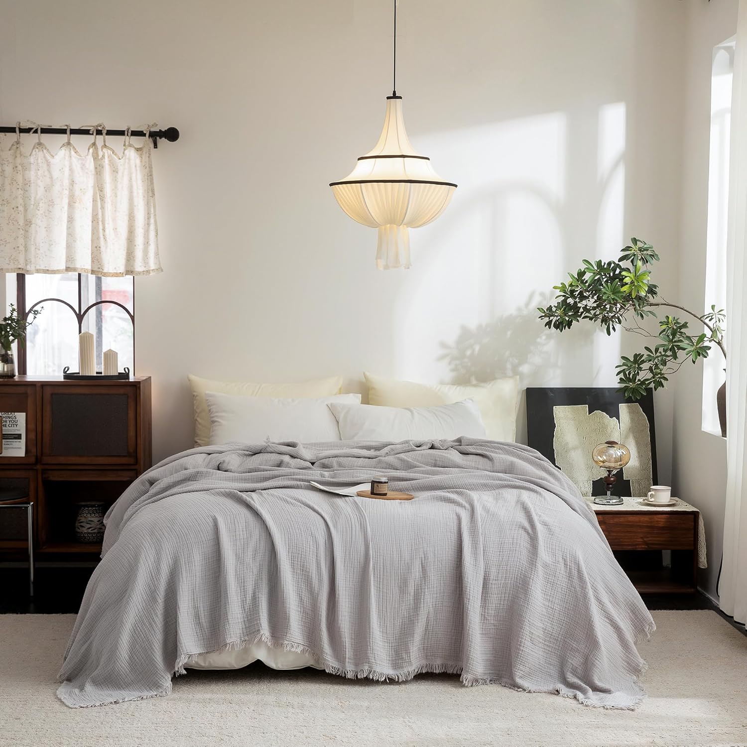 Beige Throw Pillow — 104" — Grayish