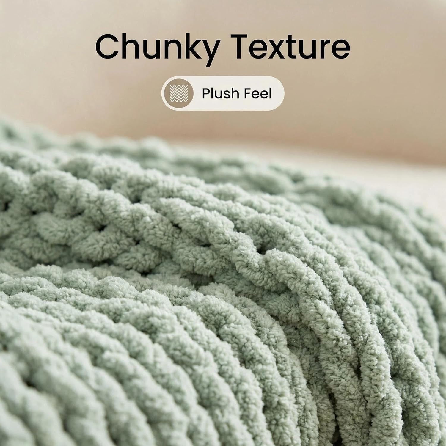 Knit Beige Throw Pillow — 50" - View 6
