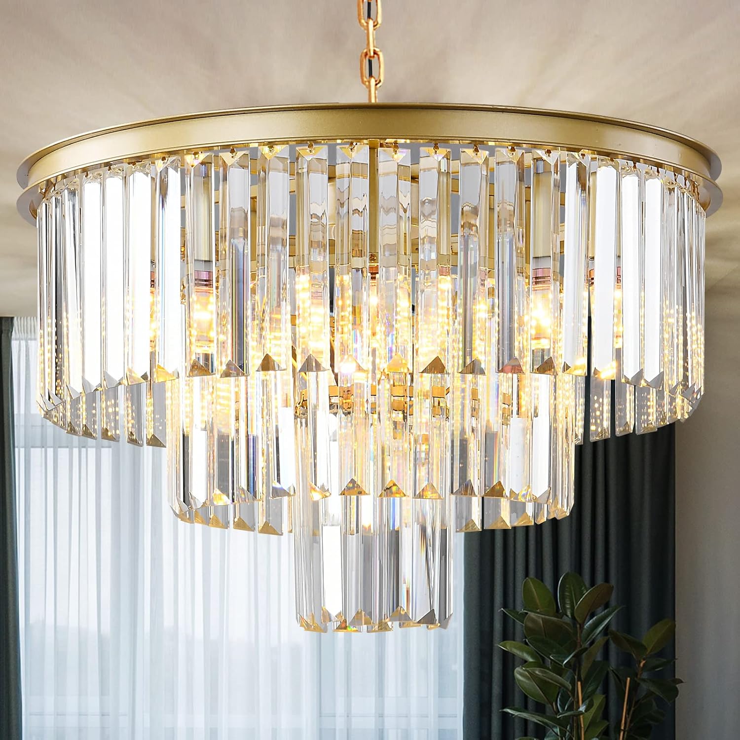 Adjustable Luxe Black Chandelier — 3-Tier