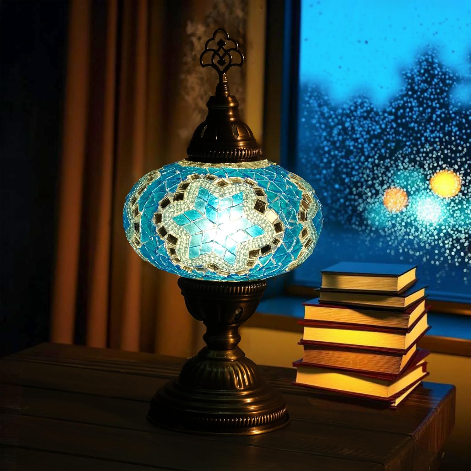 Vintage Boho Blue Desk Lamp — Turquoise Blue