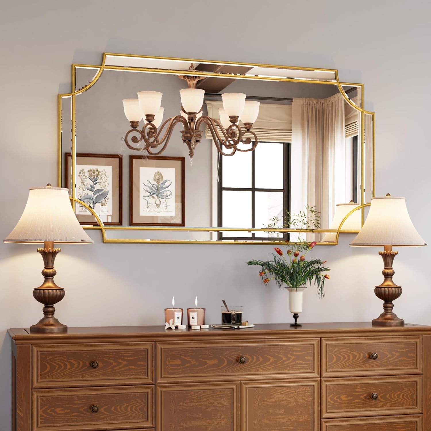 Beveled Farmhouse Glass Vanity Mirror — 30" — 50"L x 28"W