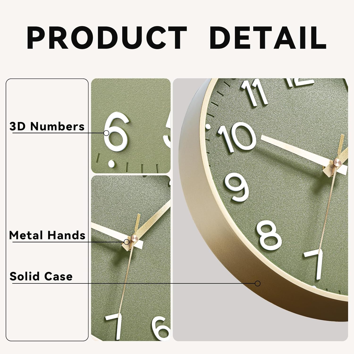 Battery Operated Luxe Black Wall Clock — 8" - View 9