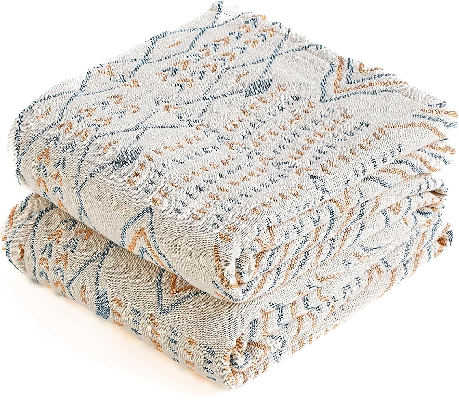 Farmhouse Blue Throw Pillow — 60" — Pastel Blue & Peach