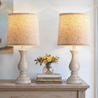 Linen Boho Black Bedside Lamp — 22" - View 4