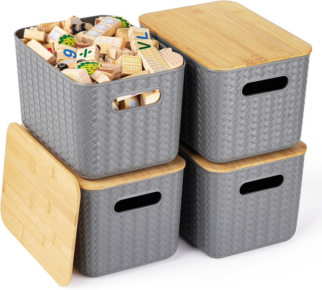 Black Storage Bin — Gray