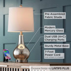 USB Charging Modern Silver Table Lamp — 21.75" - View 3