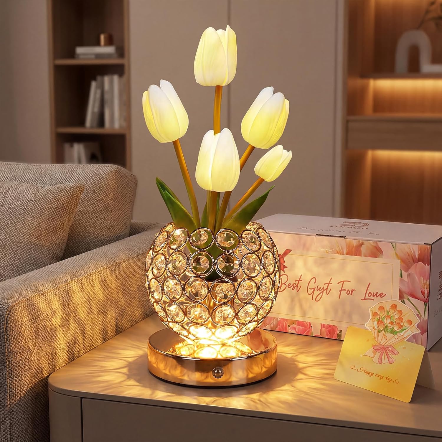 USB Luxe Blue Bedside Lamp — A-white