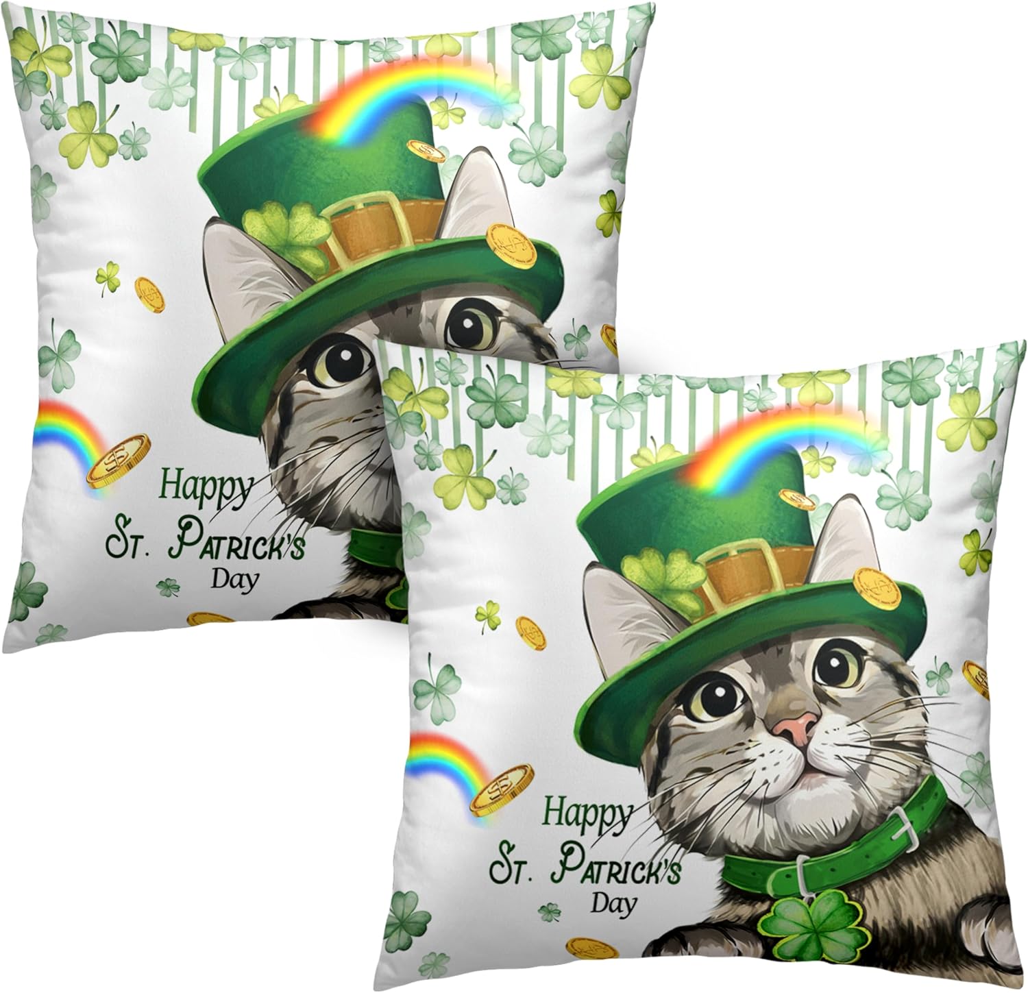 Boho Blue Throw Pillow Cover — 18" — Shamrock Cat