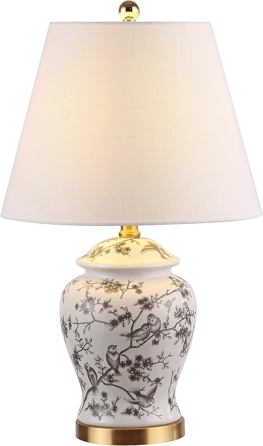 Linen Farmhouse Blue Bedside Lamp — 22" — Gray/White