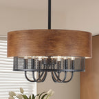 Round Farmhouse Black Chandelier — 6-Light