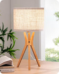 Linen Mid-Century Beige Bedside Lamp — 17.5" — Beige