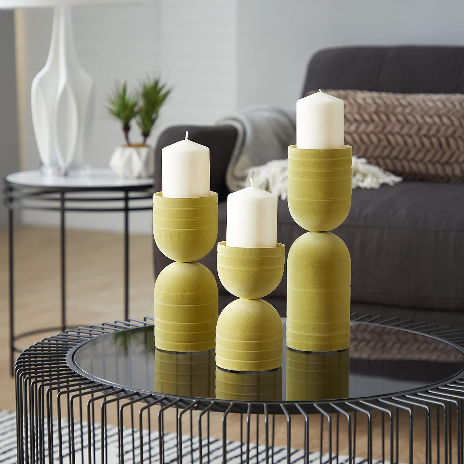 Luxe Beige Candle — 11" — 13", 10", 7"H