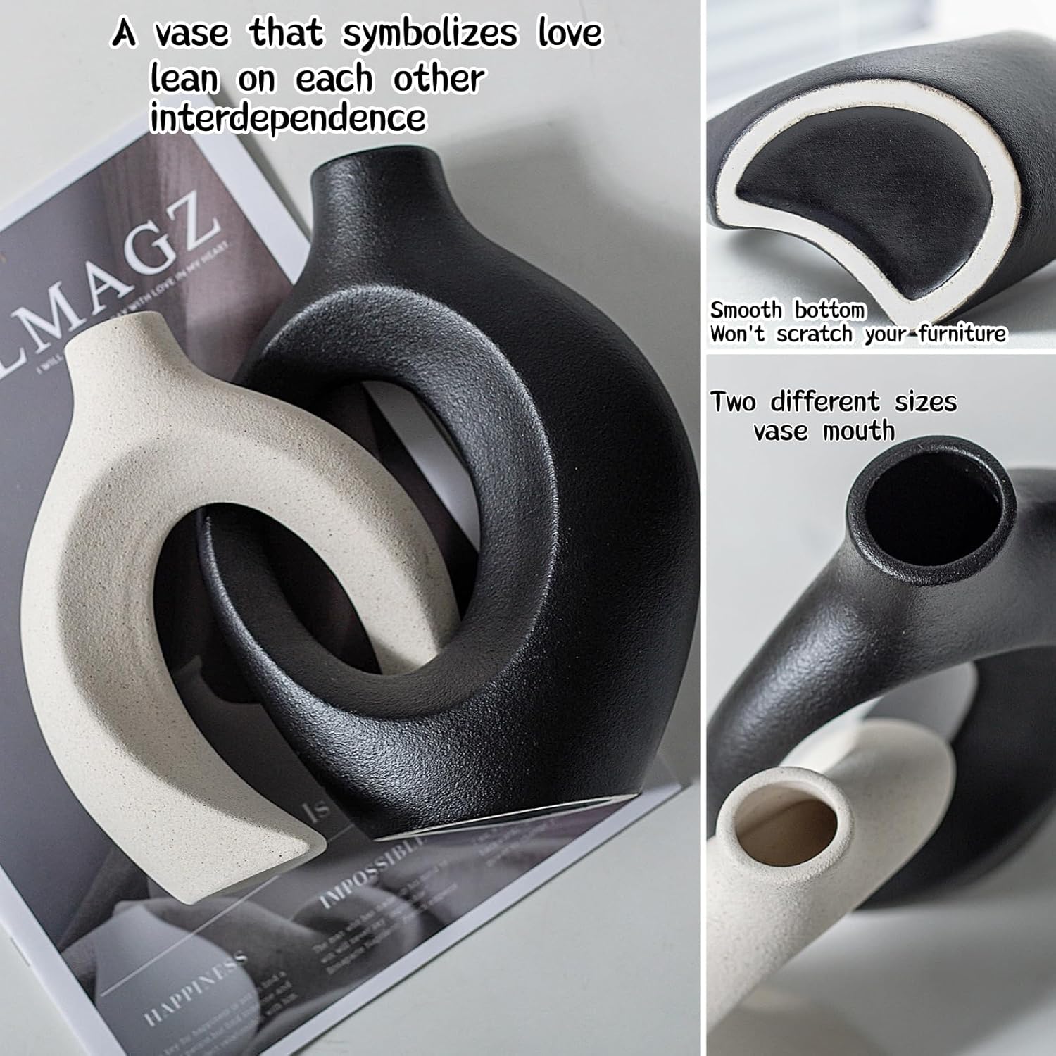 Modern Beige Vase Set — 6.3" - View 5