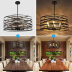 Round Farmhouse Black Chandelier — 6-Light - View 5