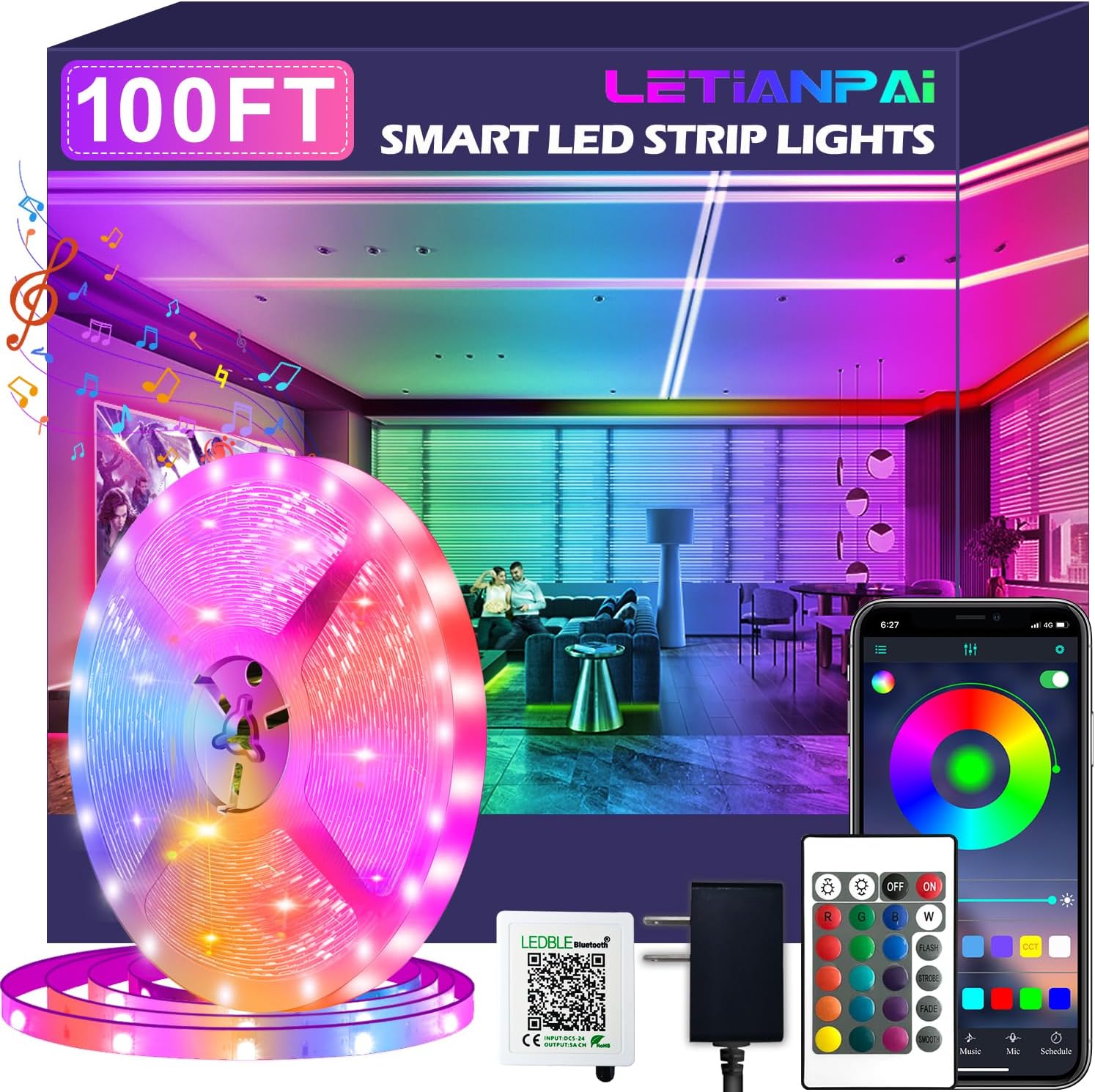 Smart Rattan LED Strip Lights — 100FT indoor strip light