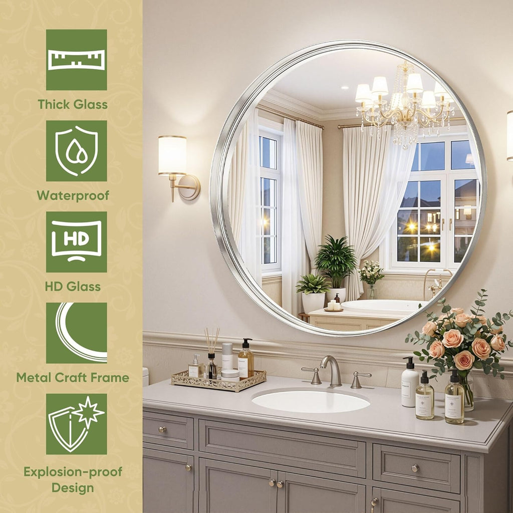 Metal Round Mirror — 30" - View 6