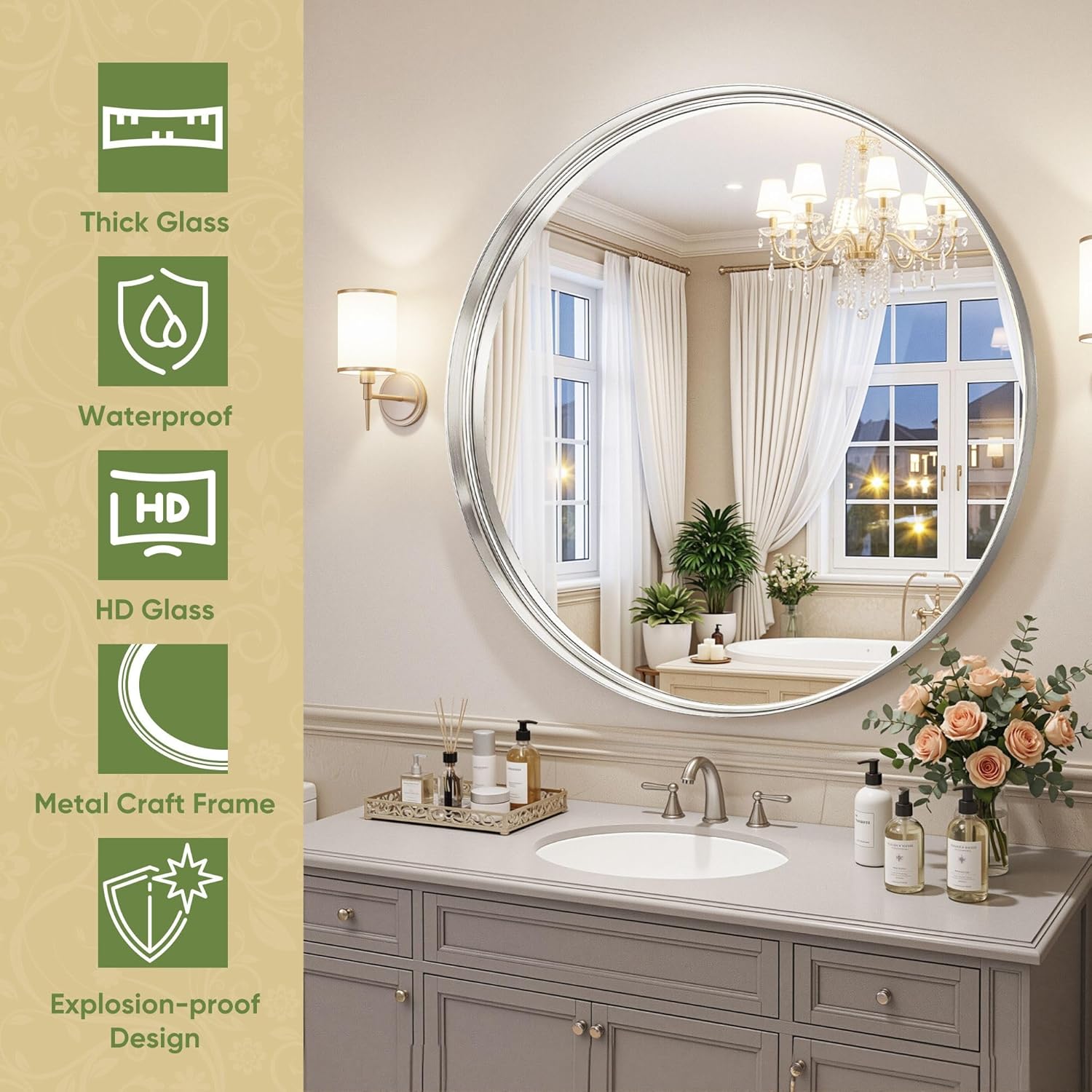 Metal Round Mirror — 30" - View 6