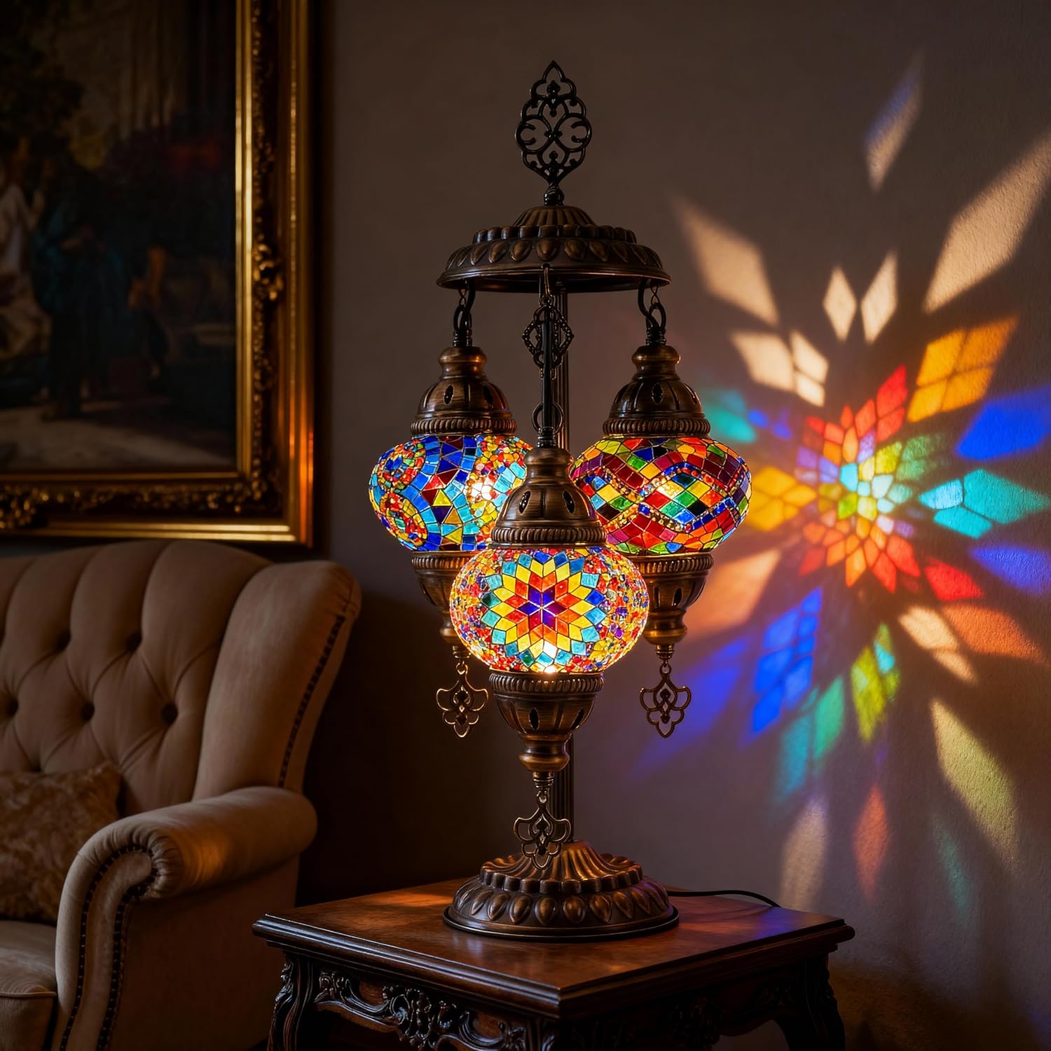 Vintage Boho Blue Table Lamp — Cappadocia Balloon