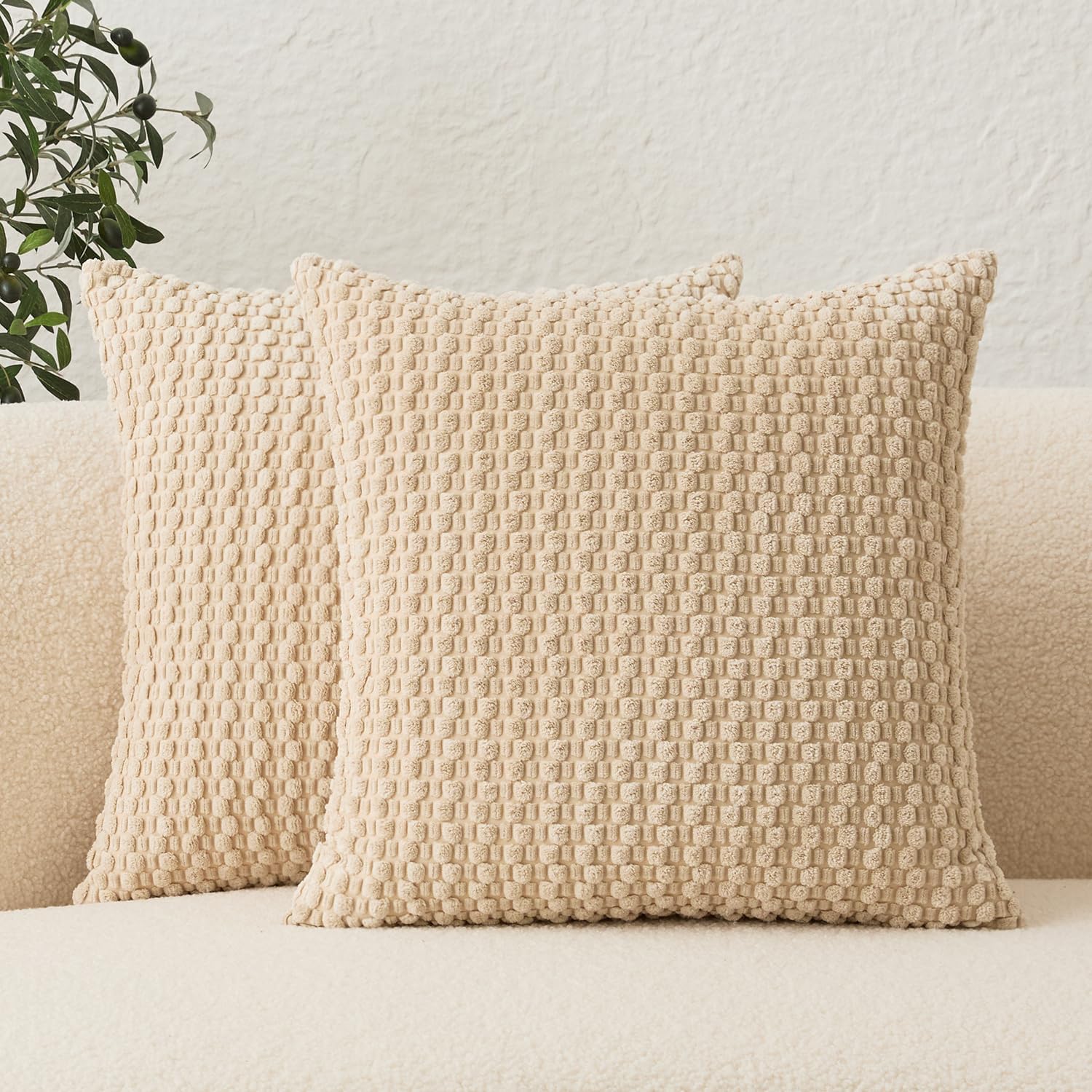 Lumbar Boho Beige Pillow Cover — 24" — 16" x 16" (Pack of 2)