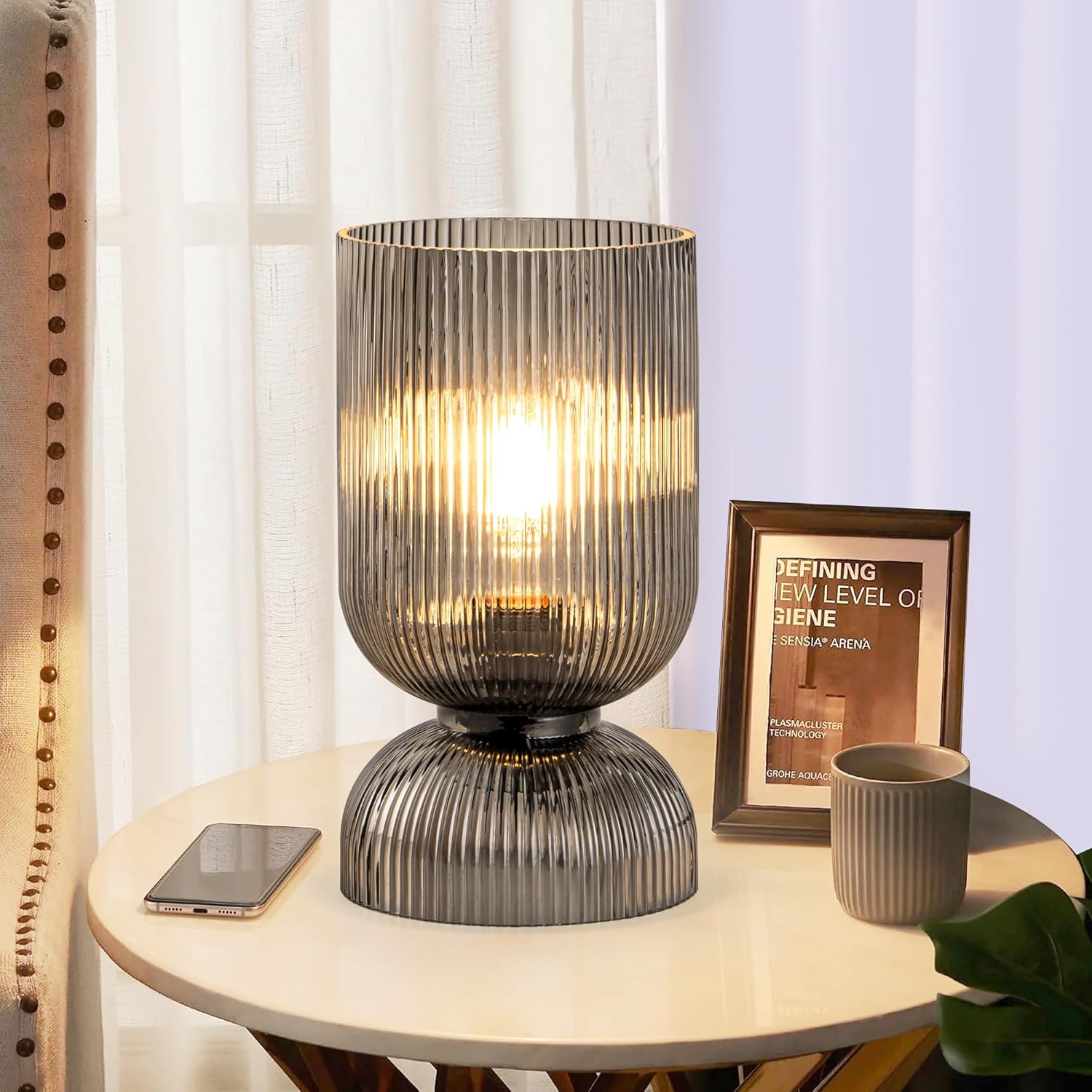 Mid-Century Green Bedside Lamp — Gray
