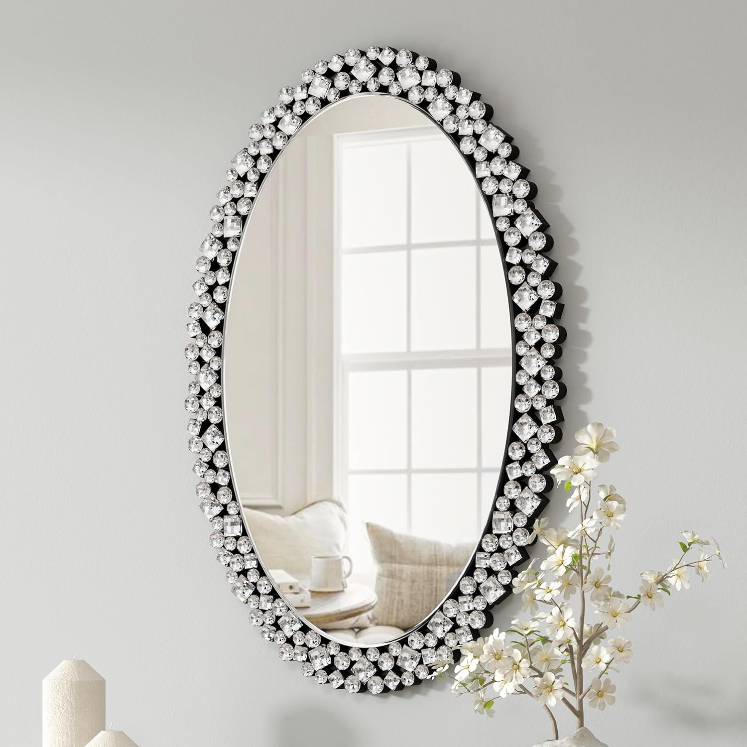 Round Luxe Glass Wall Mirror — 27.6" — 35.4"L x 23.6"W