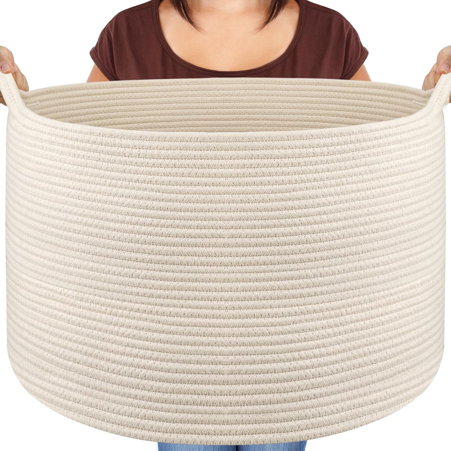 Boho Blue Throw Pillow — 22" — White