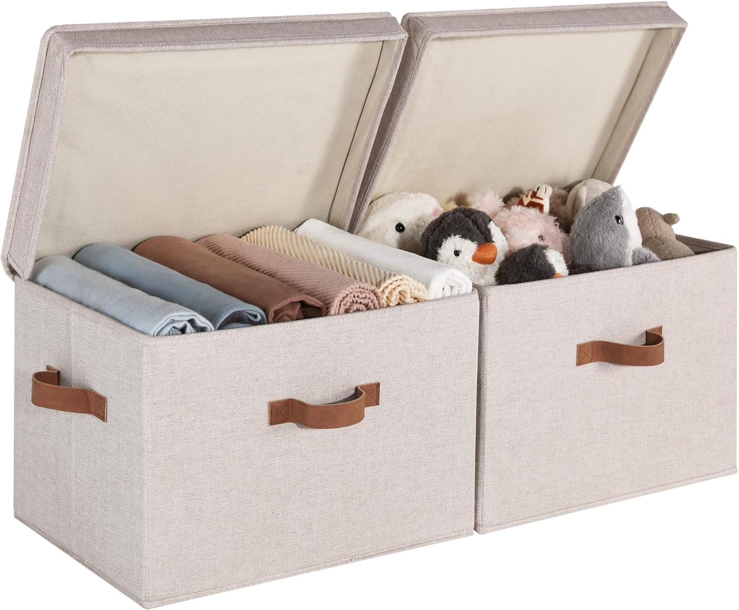 Beige Storage Bin — Brown and Beige