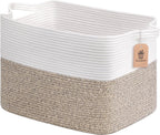 Boho Black Woven Basket — 13" — Light Brown