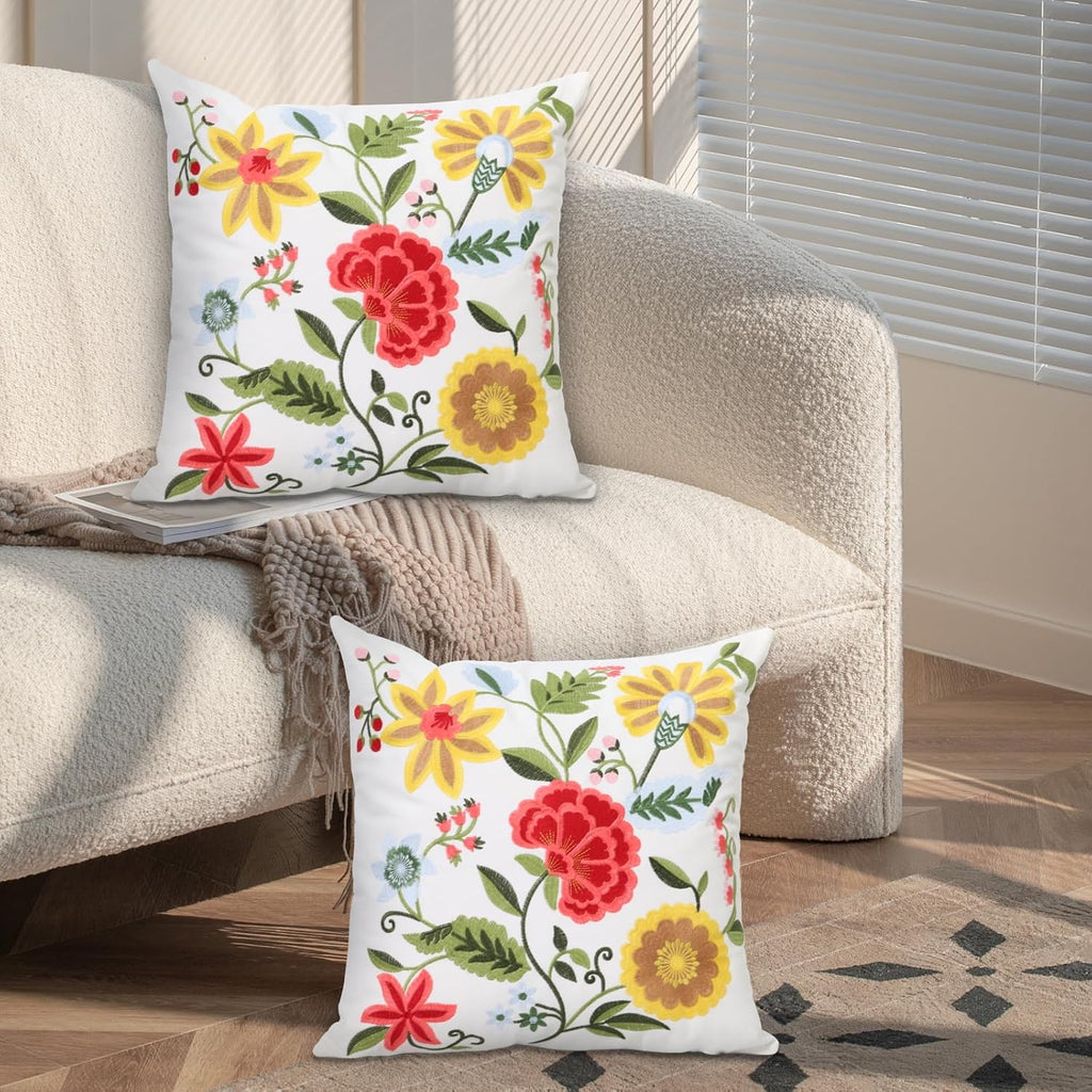 Embroidered Boho Blue Throw Pillow Cover — 18" - View 2