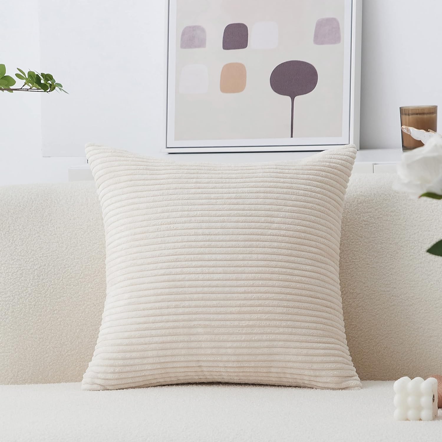 Boho Beige Throw Pillow Cover — 20" — Cream Cheese