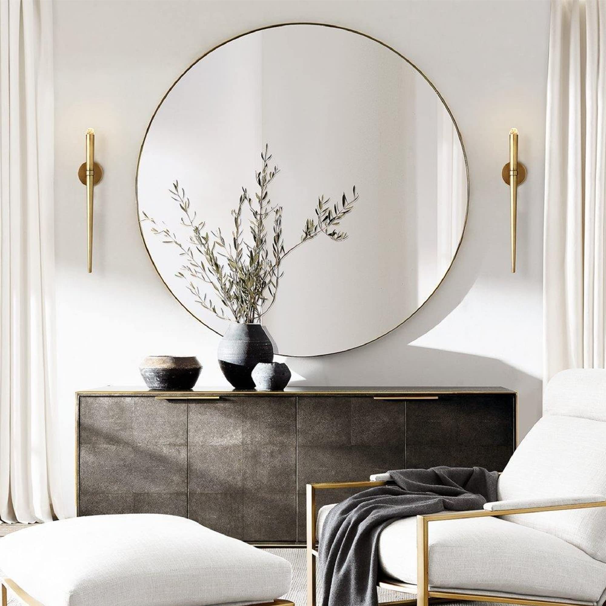Black Round Mirror — 30"
