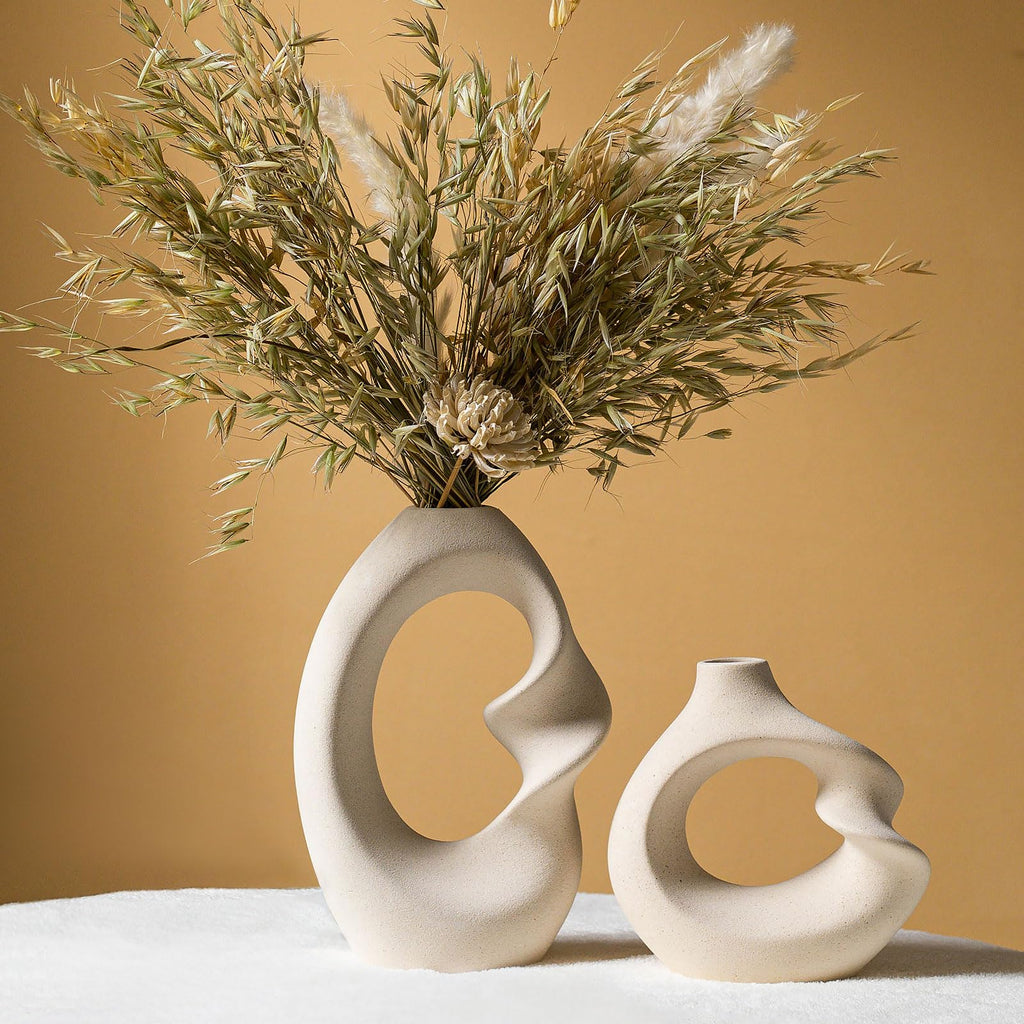 Modern Wood Flower Vase — Set of 2