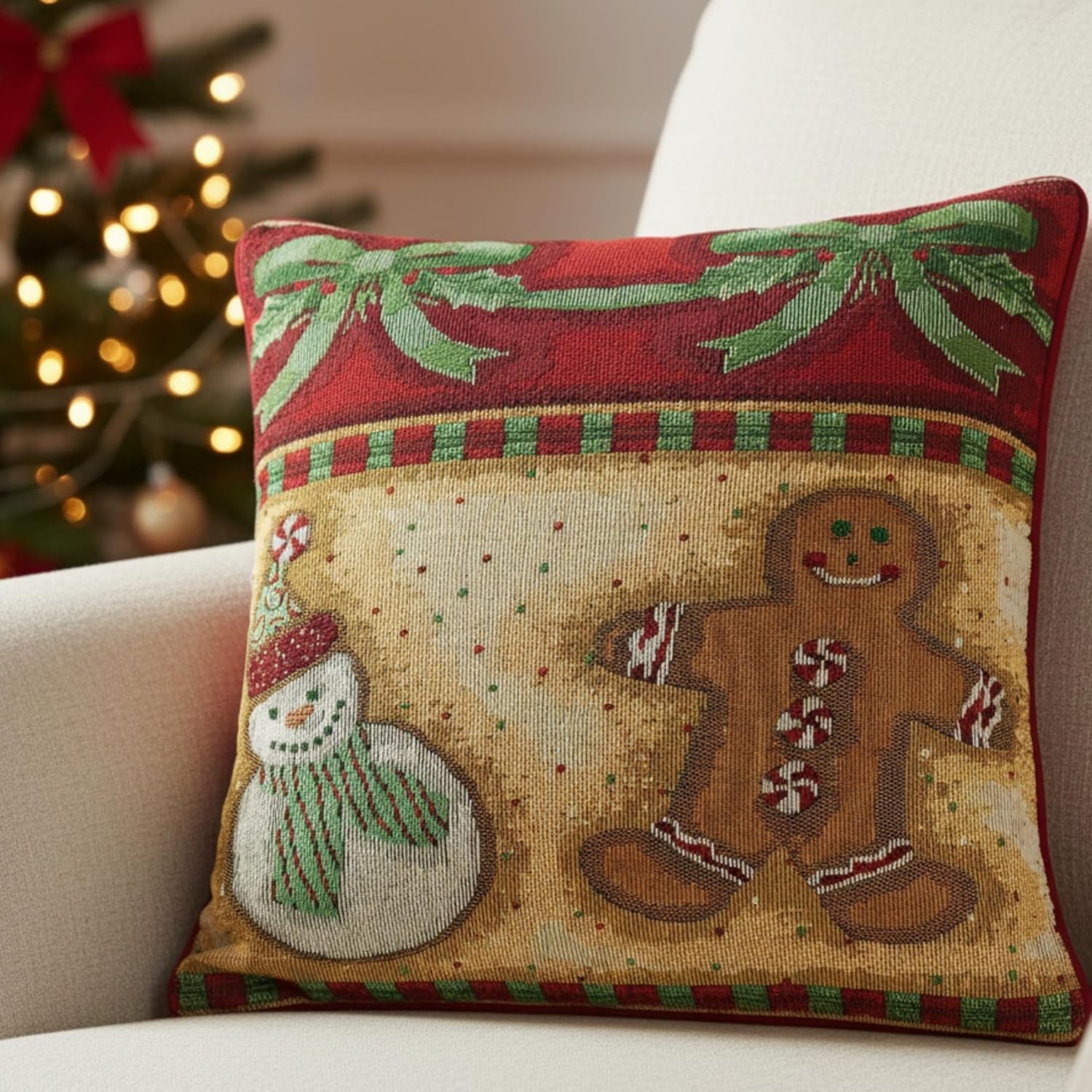 Boho Beige Throw Pillow Cover — 16" — 16" x 16" (Pack of 1)