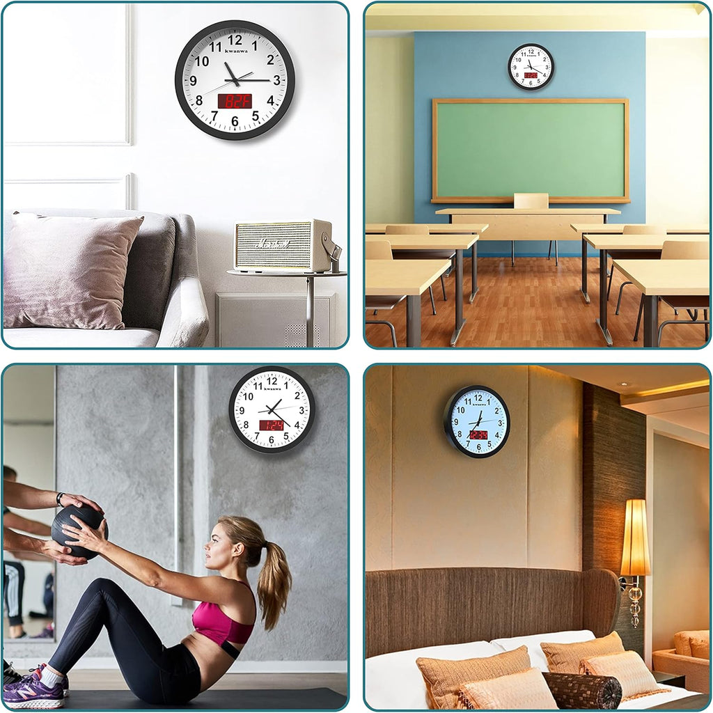 Adjustable Black Wall Clock — 12" - View 4