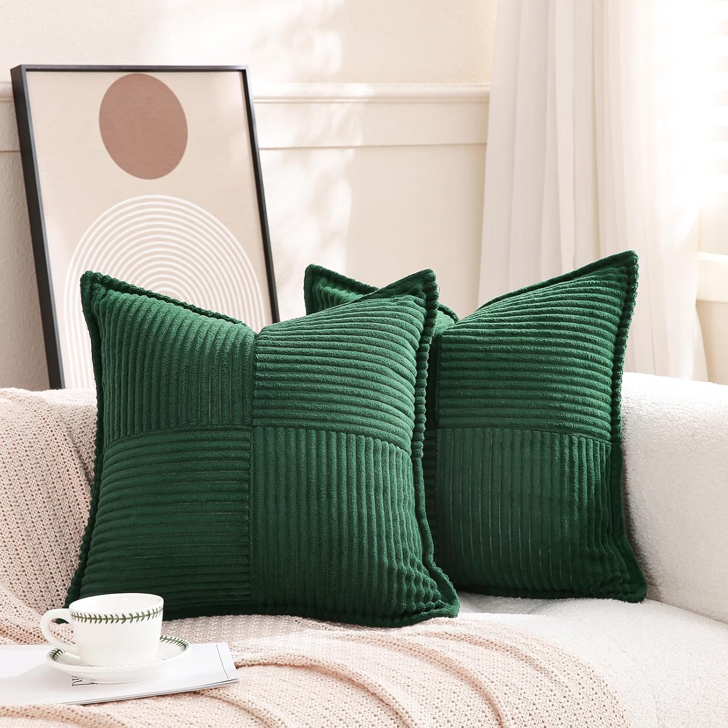 Boho Beige Throw Pillow Cover — 18" — 18" x 18" (Pack of 2)