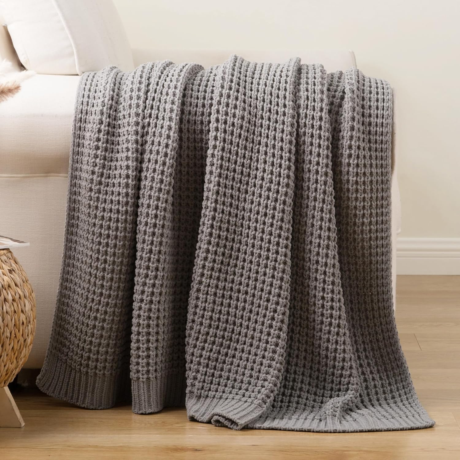 Beige Throw Pillow — 50" — Grey