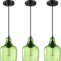 Farmhouse Black Ceiling Light — 1-Light — Dark Green Glass Black 3 Pack
