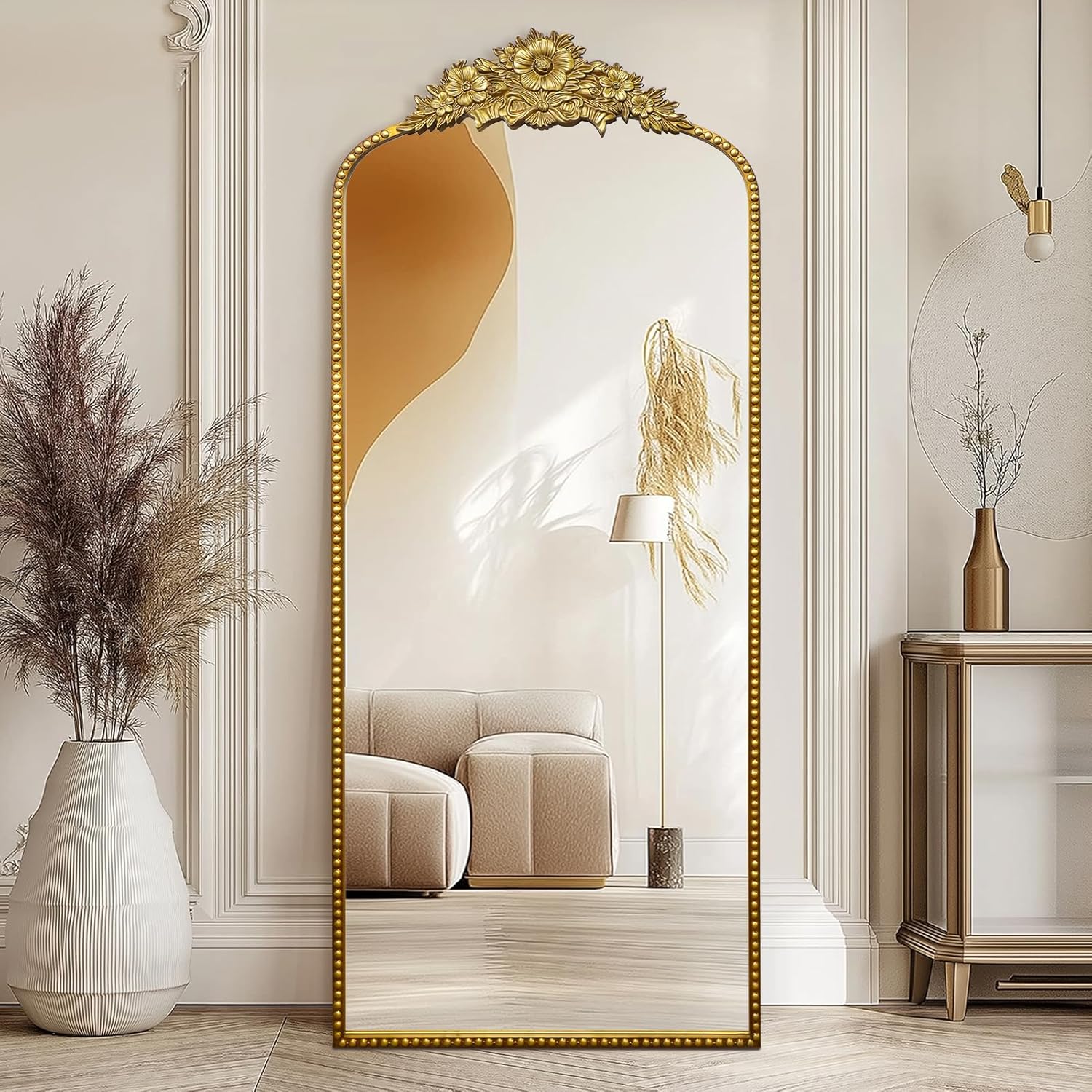 Round Luxe Black Wall Mirror — 28" — 75"L x 30"W