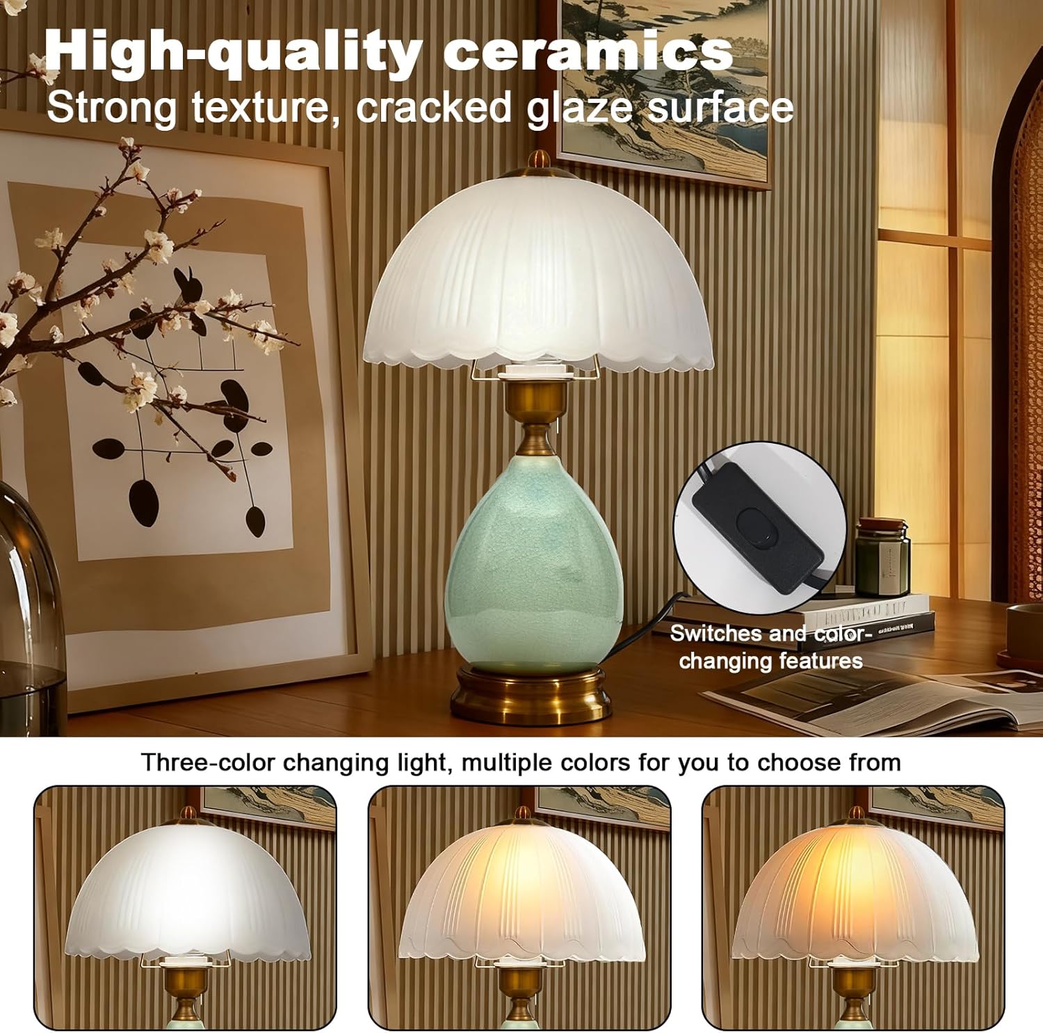 Mid-Century Ceramic Table Lamp — 16.73" - View 6