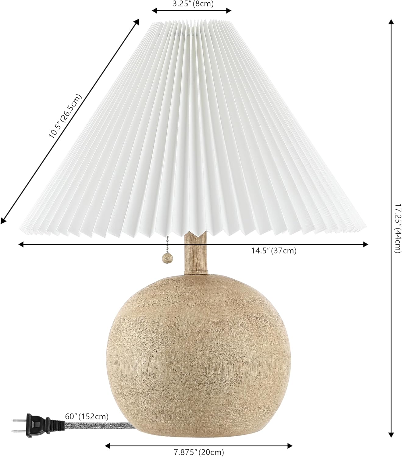 Linen Mid-Century Beige Table Lamp — 17.25" - View 4