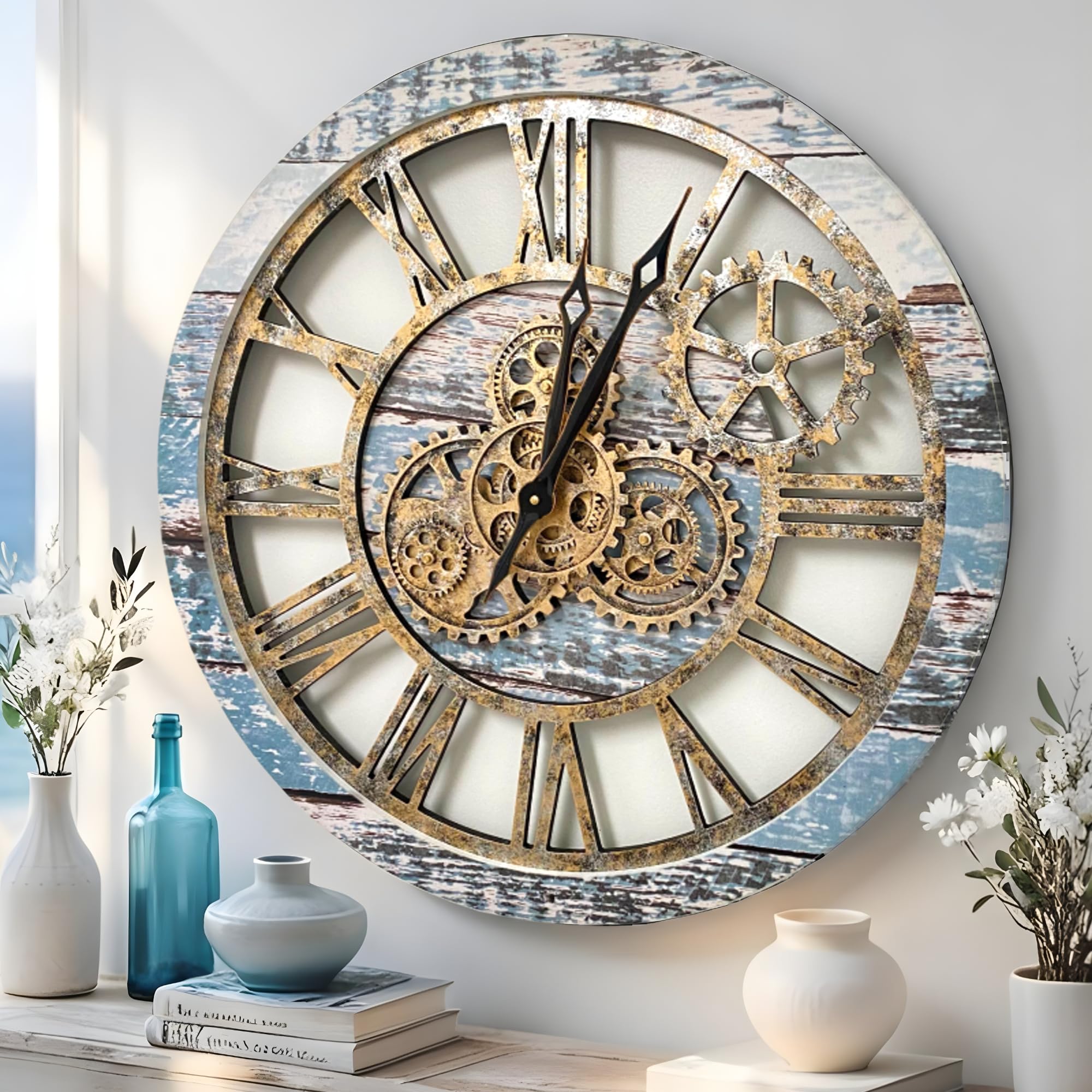 Oversized Farmhouse Metal Wall Clock — 24"