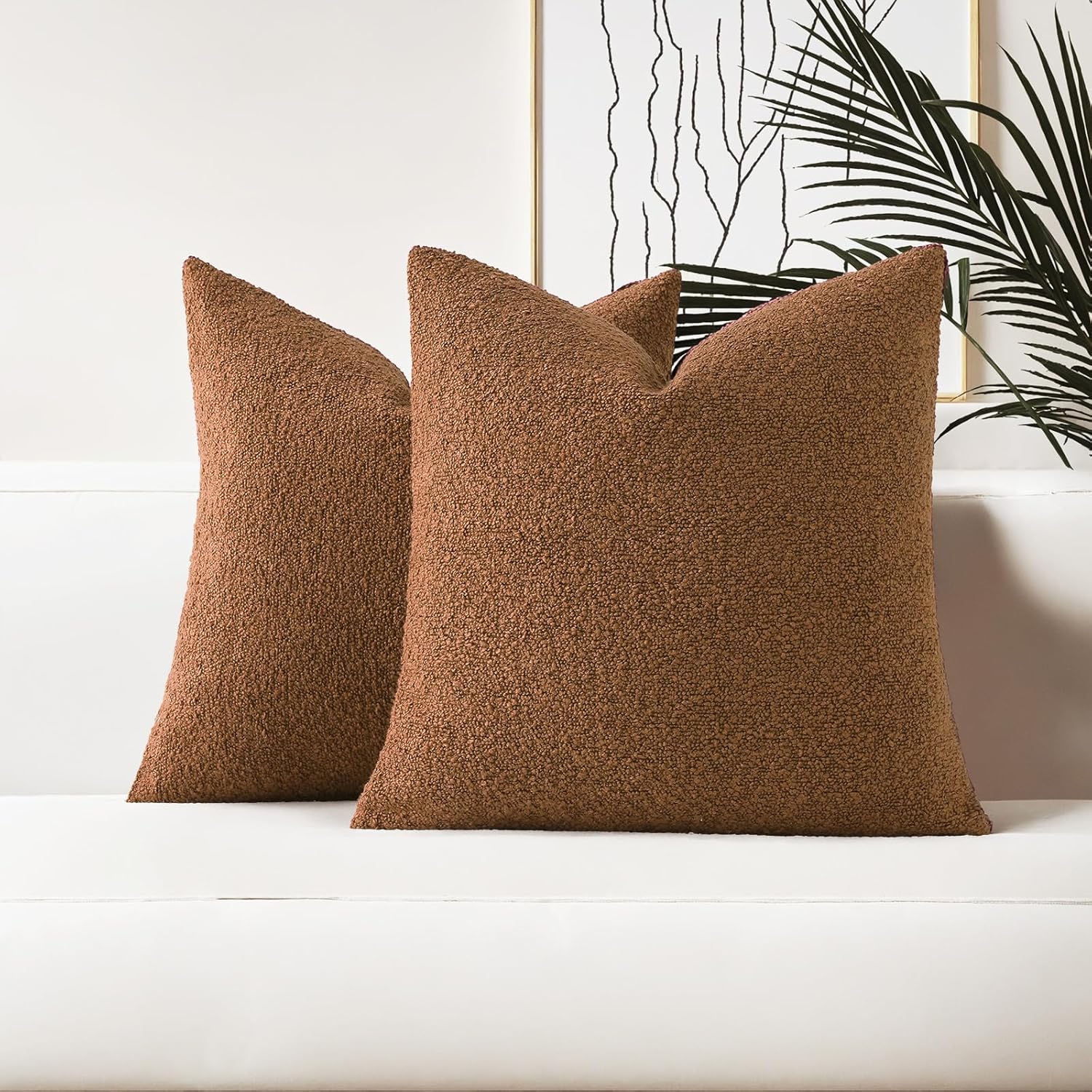 Boucle Boho Beige Pillow Cover — 18" — Tobacco